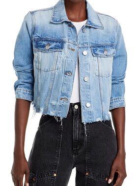Frame  Vintage Denim Light Blue Distressed Denim Jacket